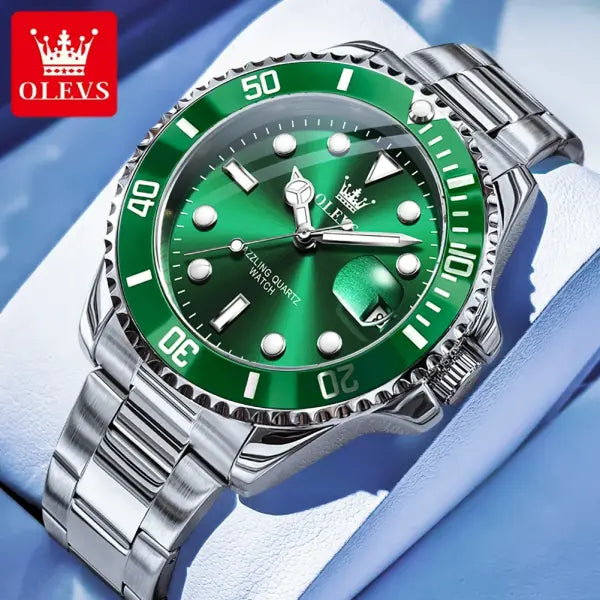 OLEVS 5885 Man Watch Original Brand Waterproof Quartz Watch Stainless Steel Strap Automatic Date Mens Gifts Watches