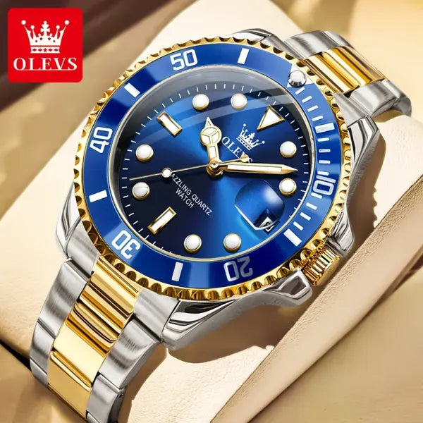 OLEVS 5885 Man Watch Original Brand Waterproof Quartz Watch Stainless Steel Strap Automatic Date Mens Gifts Watches