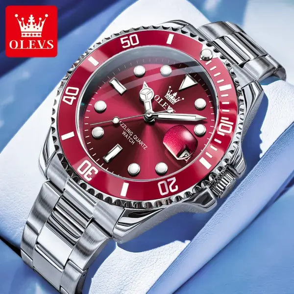 OLEVS 5885 Man Watch Original Brand Waterproof Quartz Watch Stainless Steel Strap Automatic Date Mens Gifts Watches