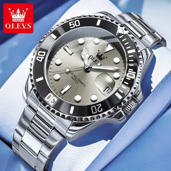 OLEVS 5885 Man Watch Original Brand Waterproof Quartz Watch Stainless Steel Strap Automatic Date Mens Gifts Watches