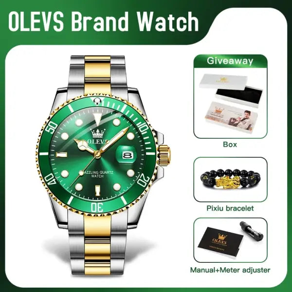 OLEVS 5885 Man Watch Original Brand Waterproof Quartz Watch Stainless Steel Strap Automatic Date Mens Gifts Watches