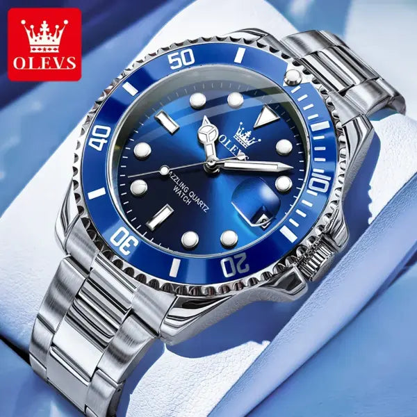 OLEVS 5885 Man Watch Original Brand Waterproof Quartz Watch Stainless Steel Strap Automatic Date Mens Gifts Watches