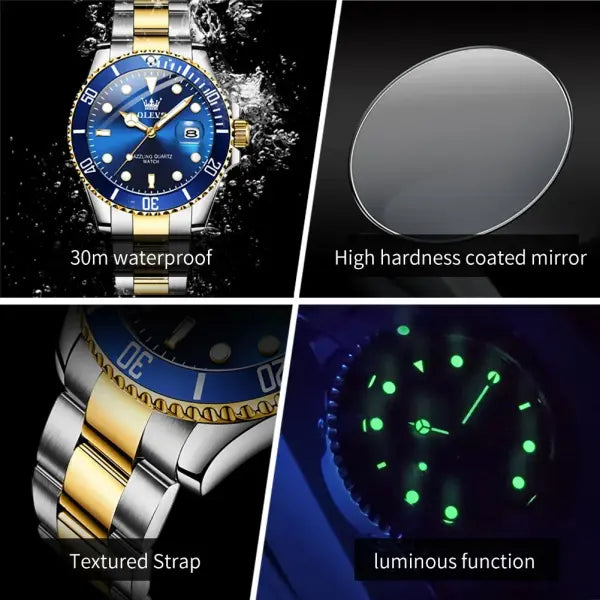 OLEVS 5885 Man Watch Original Brand Waterproof Quartz Watch Stainless Steel Strap Automatic Date Mens Gifts Watches