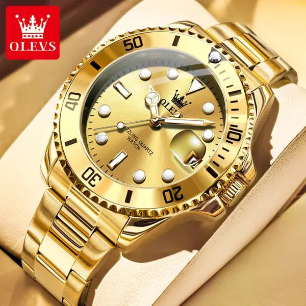 OLEVS 5885 Man Watch Original Brand Waterproof Quartz Watch Stainless Steel Strap Automatic Date Mens Gifts Watches