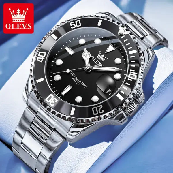 OLEVS 5885 Man Watch Original Brand Waterproof Quartz Watch Stainless Steel Strap Automatic Date Mens Gifts Watches