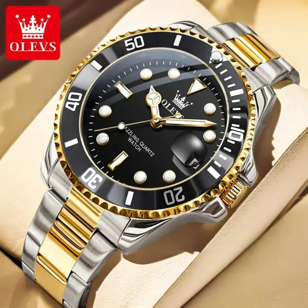 OLEVS 5885 Man Watch Original Brand Waterproof Quartz Watch Stainless Steel Strap Automatic Date Mens Gifts Watches