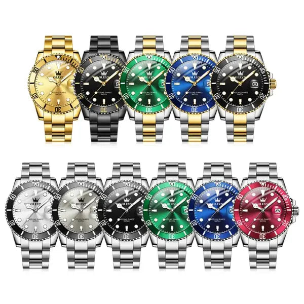 OLEVS 5885 Man Watch Original Brand Waterproof Quartz Watch Stainless Steel Strap Automatic Date Mens Gifts Watches