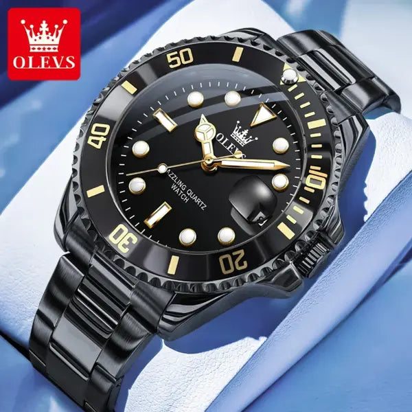 OLEVS 5885 Man Watch Original Brand Waterproof Quartz Watch Stainless Steel Strap Automatic Date Mens Gifts Watches