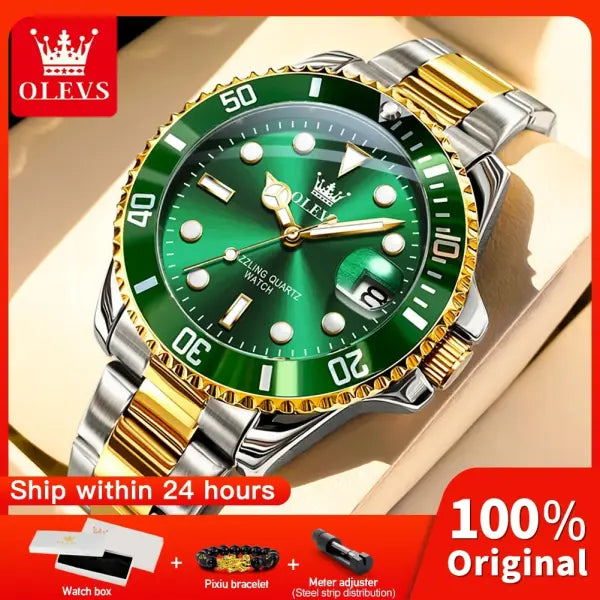 OLEVS 5885 Man Watch Original Brand Waterproof Quartz Watch Stainless Steel Strap Automatic Date Mens Gifts Watches
