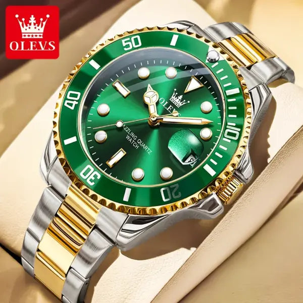 OLEVS 5885 Man Watch Original Brand Waterproof Quartz Watch Stainless Steel Strap Automatic Date Mens Gifts Watches