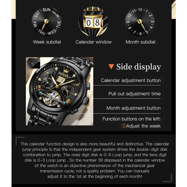 Complete Calendar Stainless Steel Men Automatic Watch