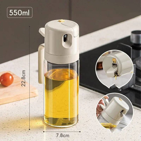 Olive Oil Sprayer - Versatile Oil Mister for Kitchen Cooking - 550ml Warm Gray - Oil Pourers Sprayer