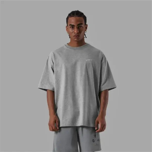 ONE POINT LYFT Print Big T Shirt Men Running Sport Gym Fitness Training Oversized 100% Cotton T-shirt Mens Bodybuilding