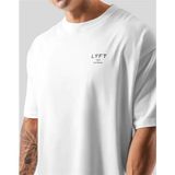 ONE POINT LYFT Print Big T Shirt Men Running Sport Gym Fitness Training Oversized 100% Cotton T-shirt Mens Bodybuilding