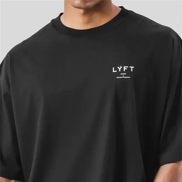 ONE POINT LYFT Print Big T Shirt Men Running Sport Gym Fitness Training Oversized 100% Cotton T-shirt Mens Bodybuilding