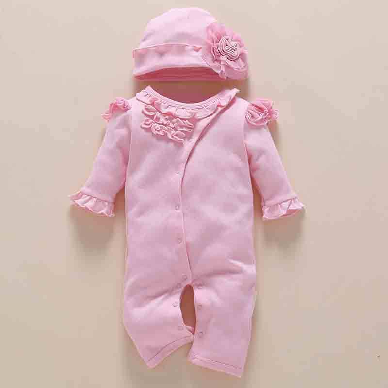 one-year-old baby wears newborn baby clothing romper jumpsuit - Pink / 12m