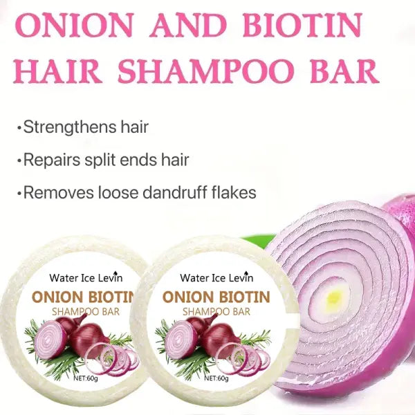 Onion and Biotin Shampoo Soap - 60g Suitable for All Hair Types Moisturizing and Smoothing Rich in Rosemary Extract
