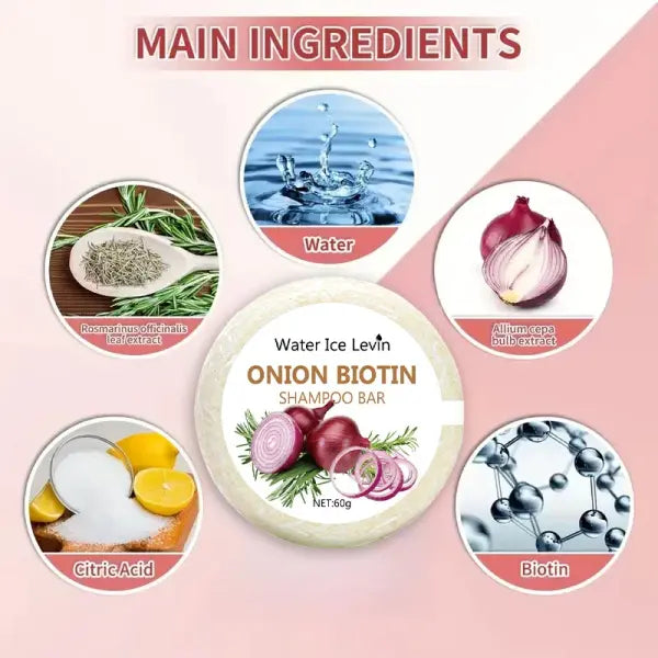 Onion and Biotin Shampoo Soap - 60g Suitable for All Hair Types Moisturizing and Smoothing Rich in Rosemary Extract