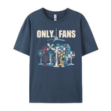 Only Fans Mens Clothing Plus Size Men’s Fashion Short Sleeve Clothing Print Cotton Tee Shirts - Navy Blue（ AE existing