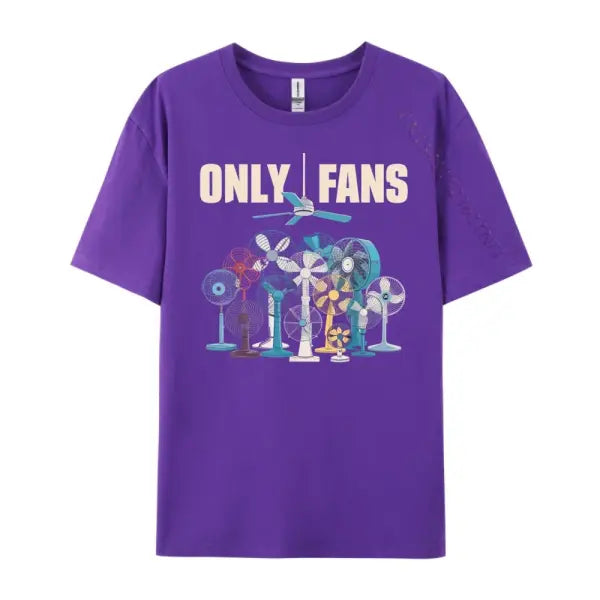 Only Fans Mens Clothing Plus Size Men’s Fashion Short Sleeve Clothing Print Cotton Tee Shirts - PURPLE / XXL