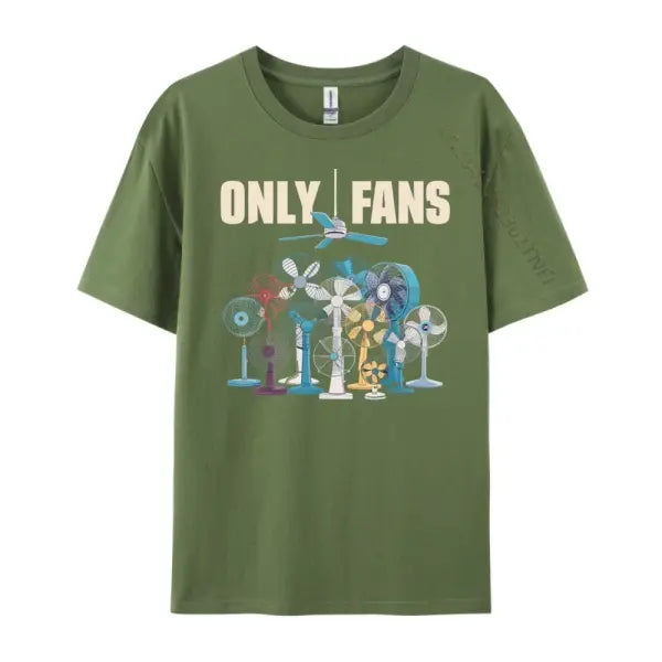 Only Fans Mens Clothing Plus Size Men’s Fashion Short Sleeve Clothing Print Cotton Tee Shirts - army green / L
