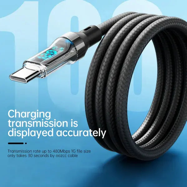 OOZCC LCD Watt Display Cable Max 120W Super Fast Charging USB Type C Cable Data Transfer USB A to Lightning