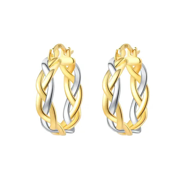 Vintage hoop earrings sterling silver zircon for women - OTE4075