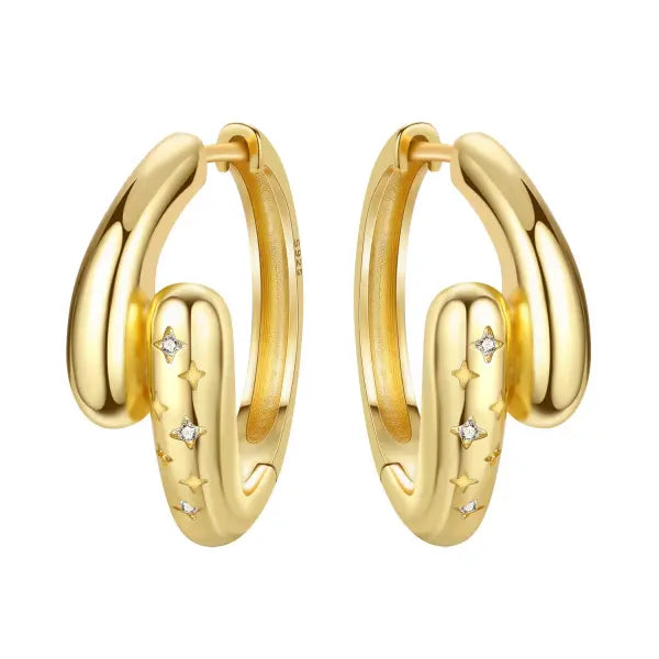 Vintage hoop earrings sterling silver zircon for women - OTE4135