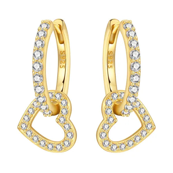 Vintage hoop earrings sterling silver zircon for women - OTE4361
