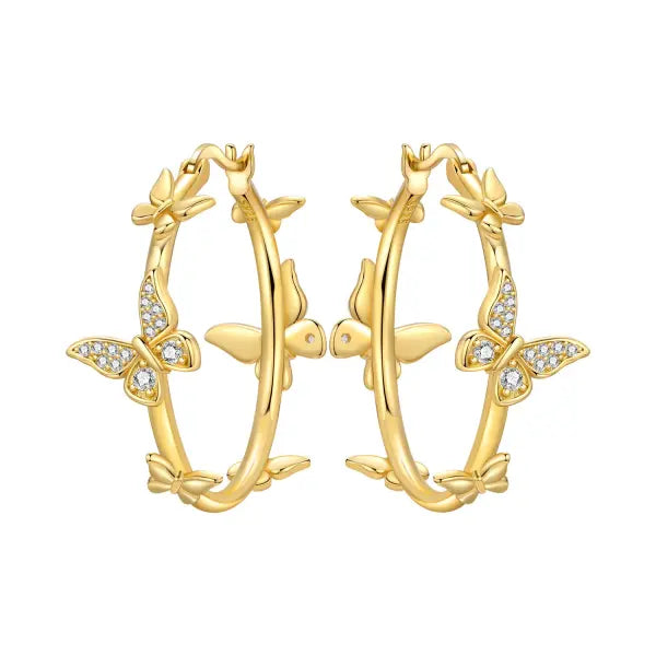 Vintage hoop earrings sterling silver zircon for women - OTE4369
