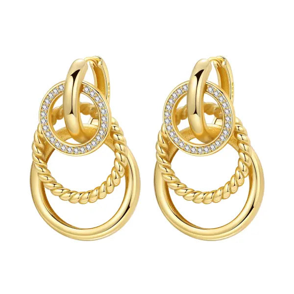 Vintage hoop earrings sterling silver zircon for women - OTE4375