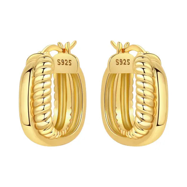 Vintage hoop earrings sterling silver zircon for women - OTE4137