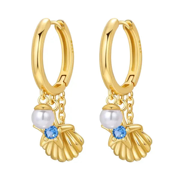 Vintage hoop earrings sterling silver zircon for women - OTE4312-GD