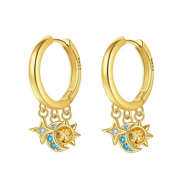 Vintage hoop earrings sterling silver zircon for women - OTE4058-GD