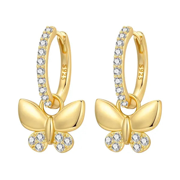 Vintage hoop earrings sterling silver zircon for women - OTE4362