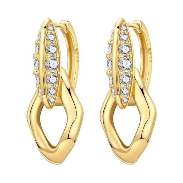 Vintage hoop earrings sterling silver zircon for women - OTE4408