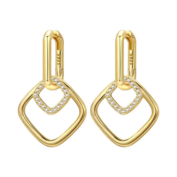 Vintage hoop earrings sterling silver zircon for women - OTE4396