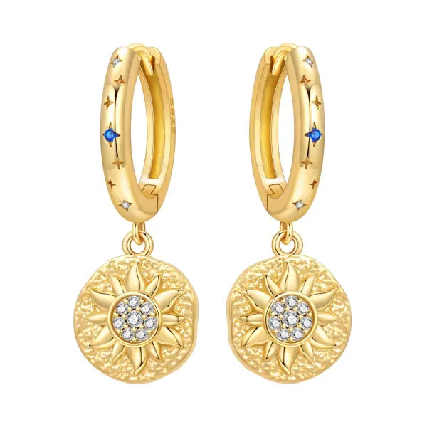 Vintage hoop earrings sterling silver zircon for women - OTE4342