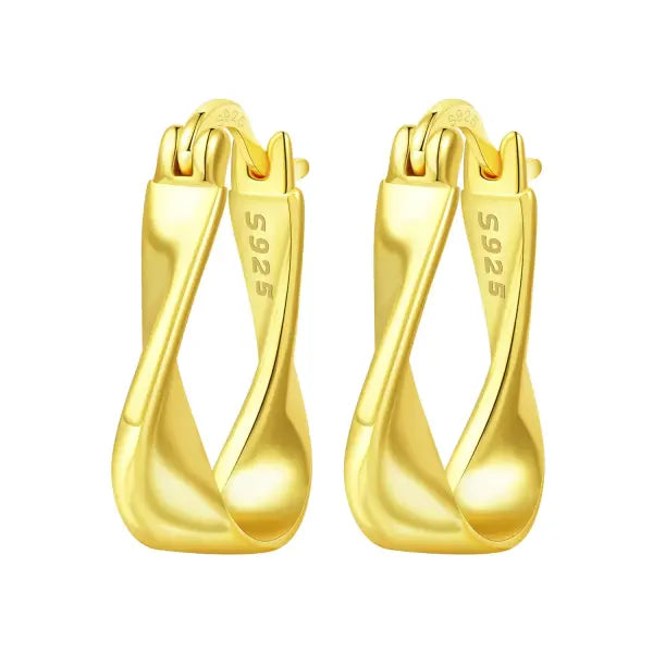 Vintage hoop earrings sterling silver zircon for women - OTE4097-GD