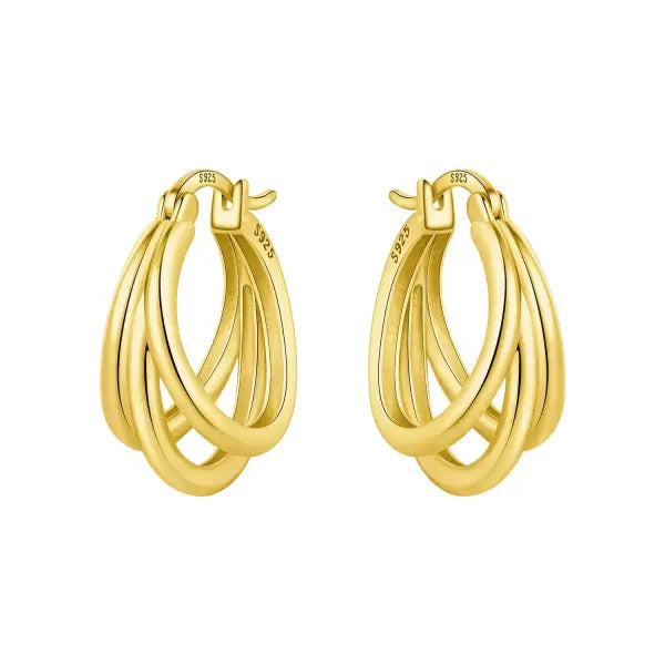 Vintage hoop earrings sterling silver zircon for women - OTE4054-GD