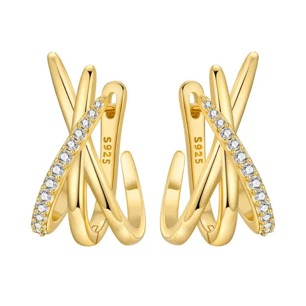 Vintage hoop earrings sterling silver zircon for women - OTE4359