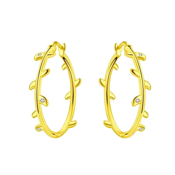 Vintage hoop earrings sterling silver zircon for women - OTE4081-GD