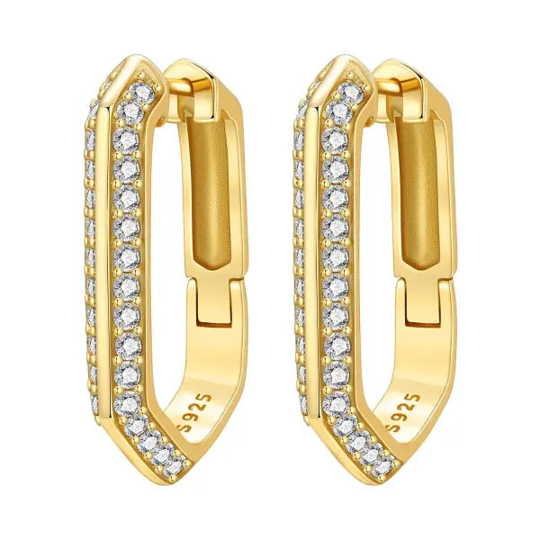 Vintage hoop earrings sterling silver zircon for women - OTE4409-GD