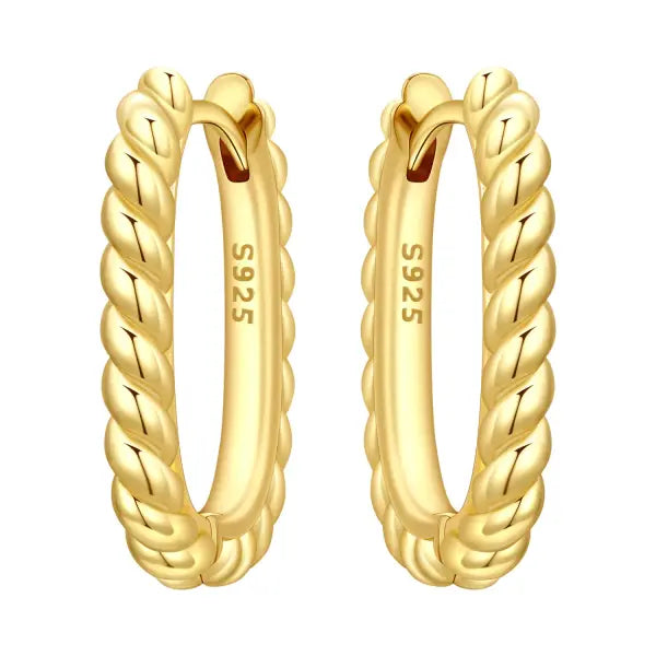 Vintage hoop earrings sterling silver zircon for women - OTE4368-GD