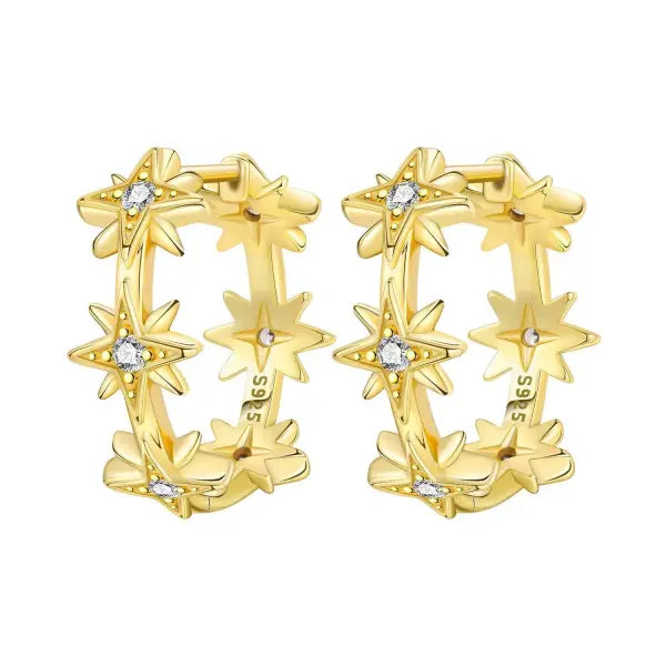 Vintage hoop earrings sterling silver zircon for women - OTE4151