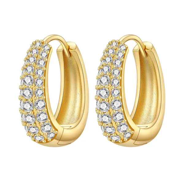 Vintage hoop earrings sterling silver zircon for women - OTE4390