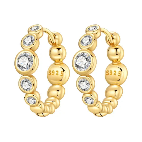 Vintage hoop earrings sterling silver zircon for women - OTE4436