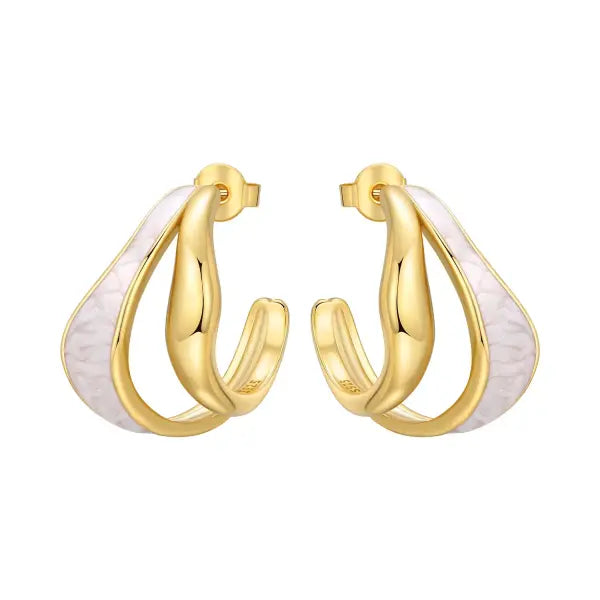 Vintage hoop earrings sterling silver zircon for women - OTE4400