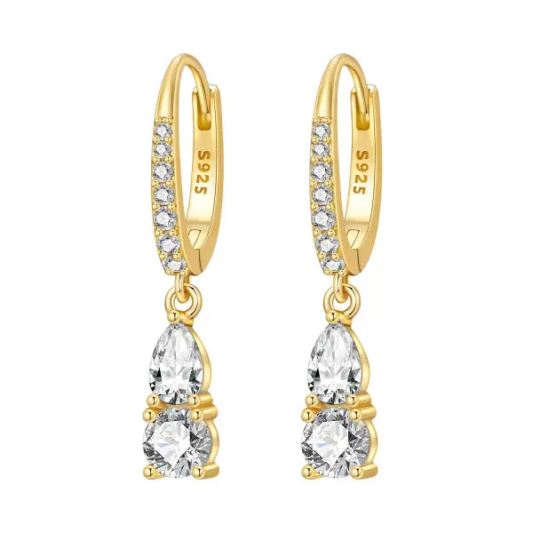 Vintage hoop earrings sterling silver zircon for women - OTE4388