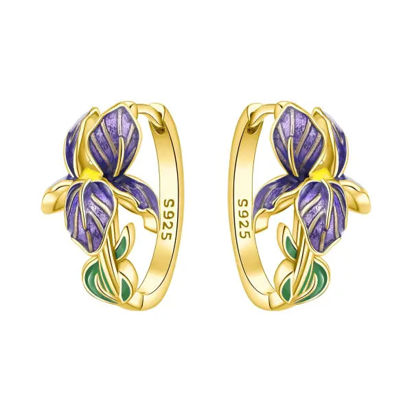 Vintage hoop earrings sterling silver zircon for women - OTE4019-GD